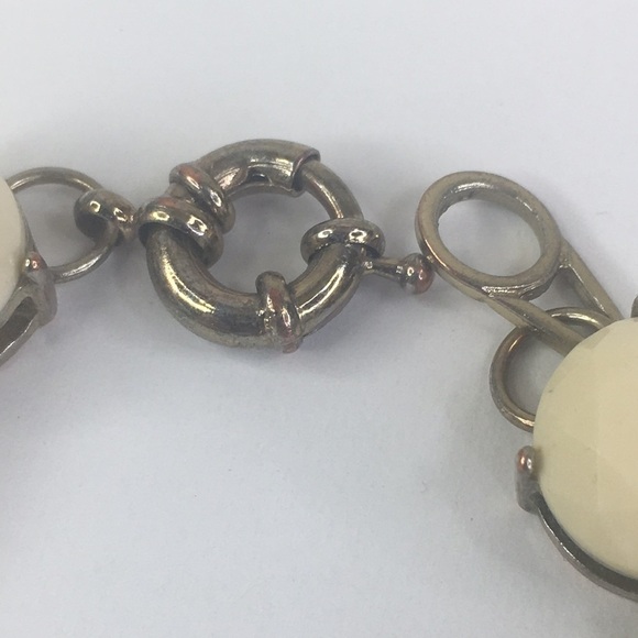 Vintage J Crew Chunky Glass Bracelet Unsinged 7.5"  Faceted cream - Picture 3 of 5
